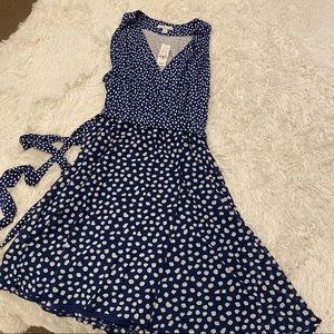 NY&Co Navy & White Polka dot belted dress